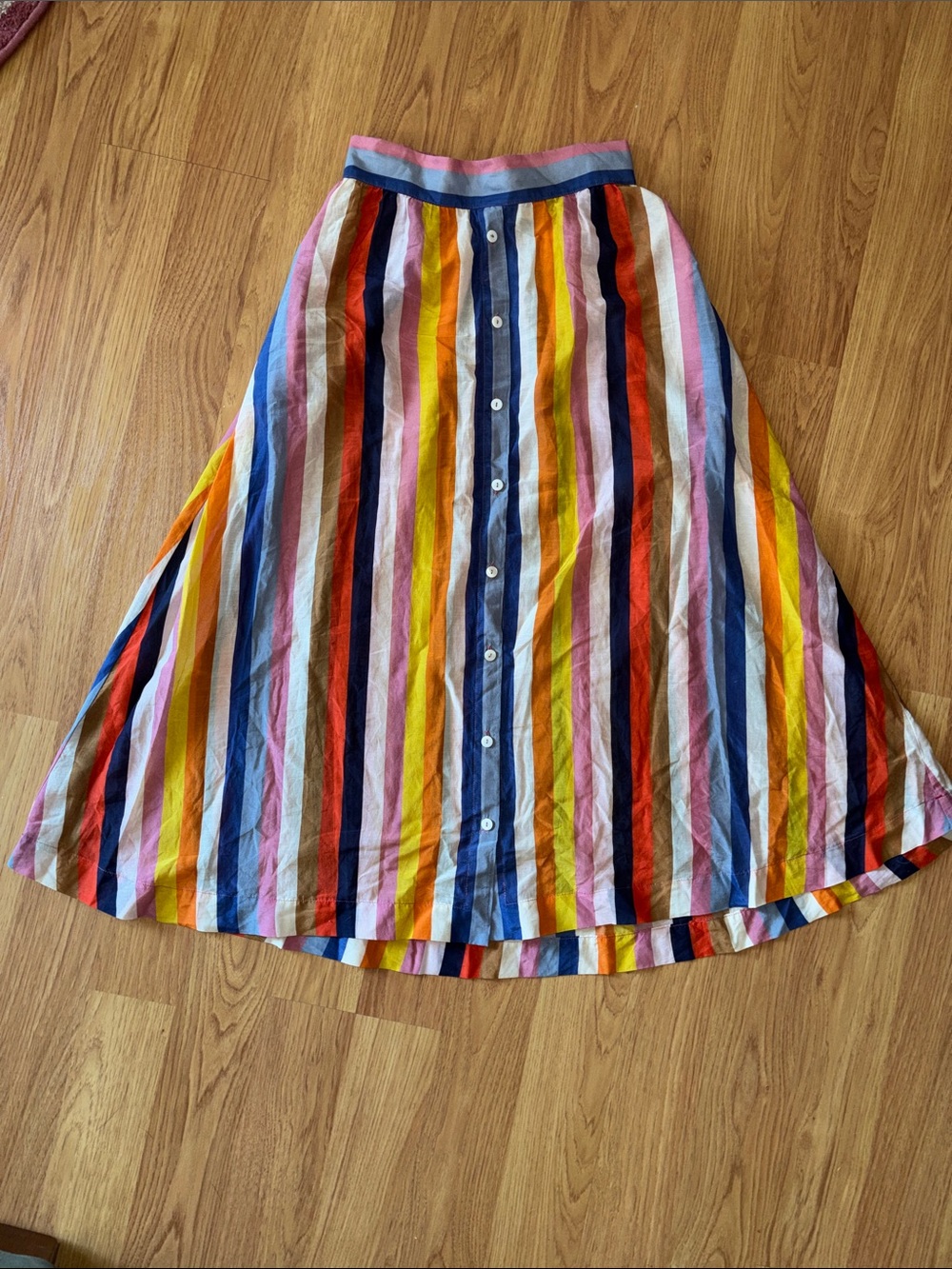 XiRENA Vertical Stripe Button-Front Circle Skirt